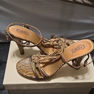 Carlos by Carlos Santana Snake Skin Pattern  Strappy Heels